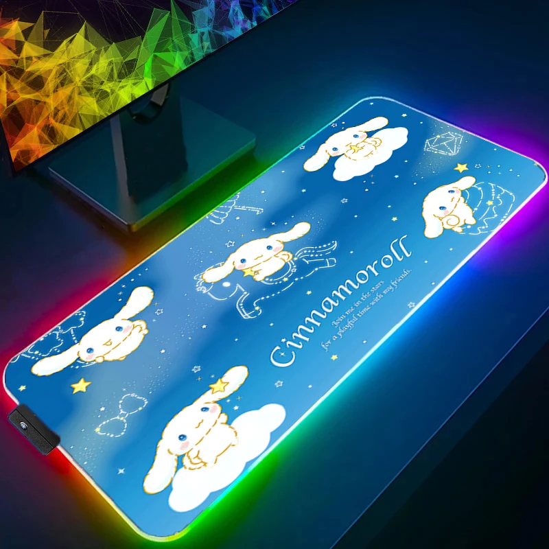 RGB Muismat C-cinnamoroll Groter 900x400 Backlight Snelheid Pc Computer Toetsenbord LED Bureau Mat Gaming Accessoires Anime mousepad