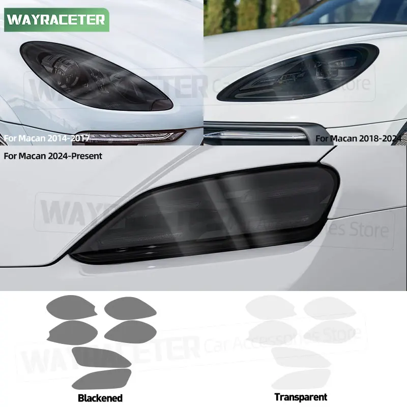 

Тонировка автомобильных фар, дымчатая черная защитная пленка, прозрачная наклейка из ТПУ для Porsche Macan 2024 2025 2014 2018 2022, аксессуары