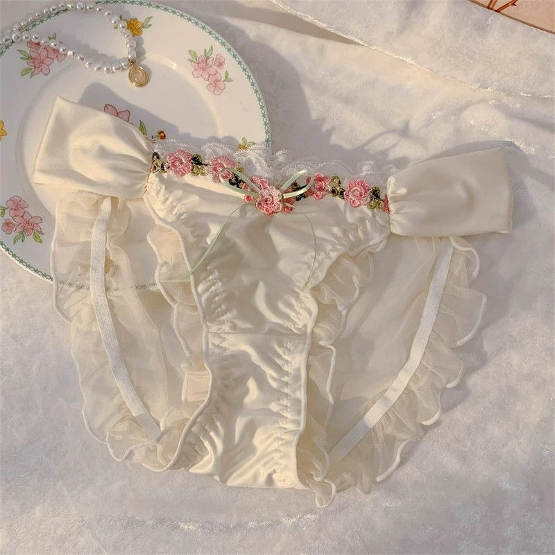 

Большой размер, милые трусики в стиле принцессы, прозрачное эротическое белье с рюшами и цветами, прозрачное эротическое белье, хлопковые трусы с промежностью для девочек