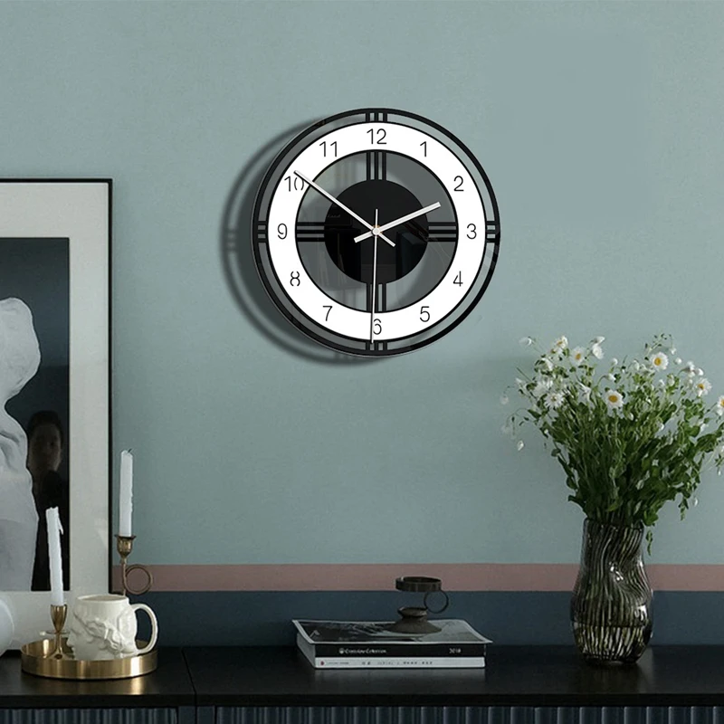 Grande horloge murale silencieuse en acrylique, horloge à quartz à piles, décoration d'intérieur, montre de cuisine, design moderne