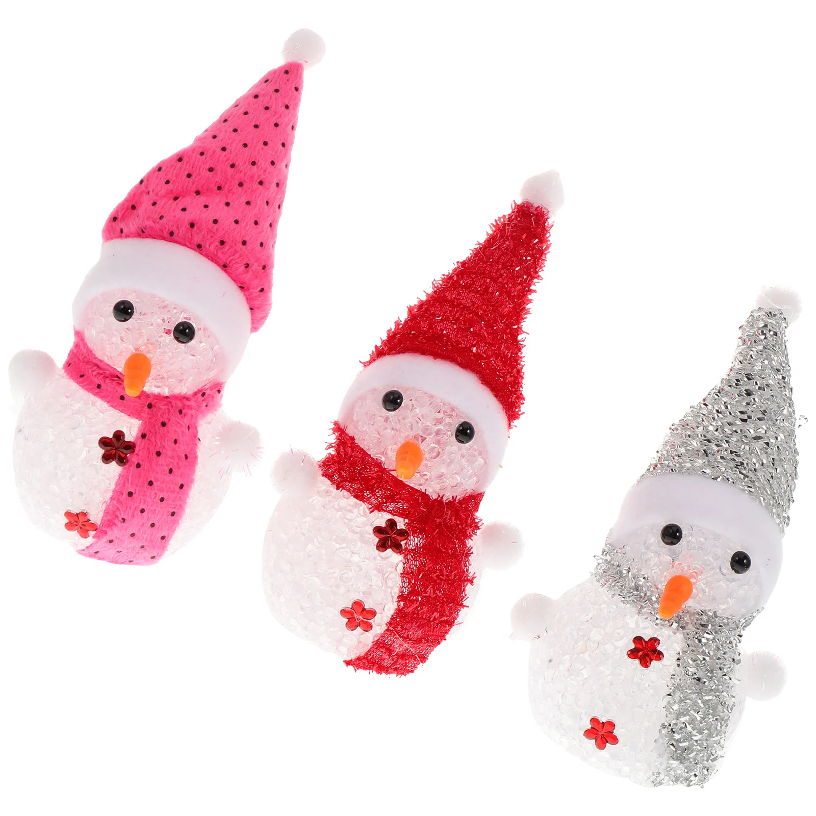

3 pcs Flashing Snowman Decor Luminous Christmas Ornament Eva Safe Table Window Display Xmas Light Decoration Party