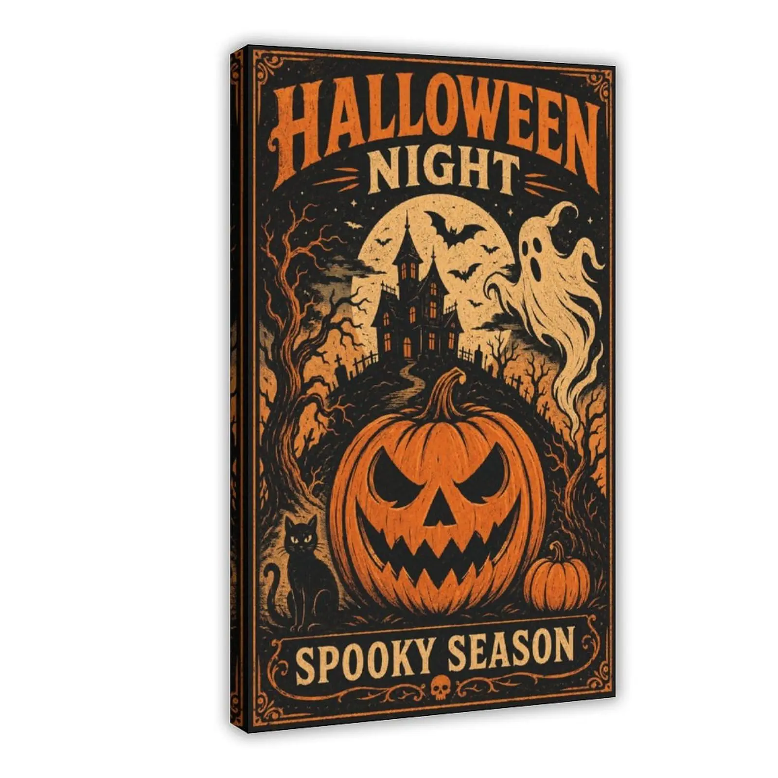 Inner Framed Halloween Wall Decor Spooky Haunted House Vintage Retro Art