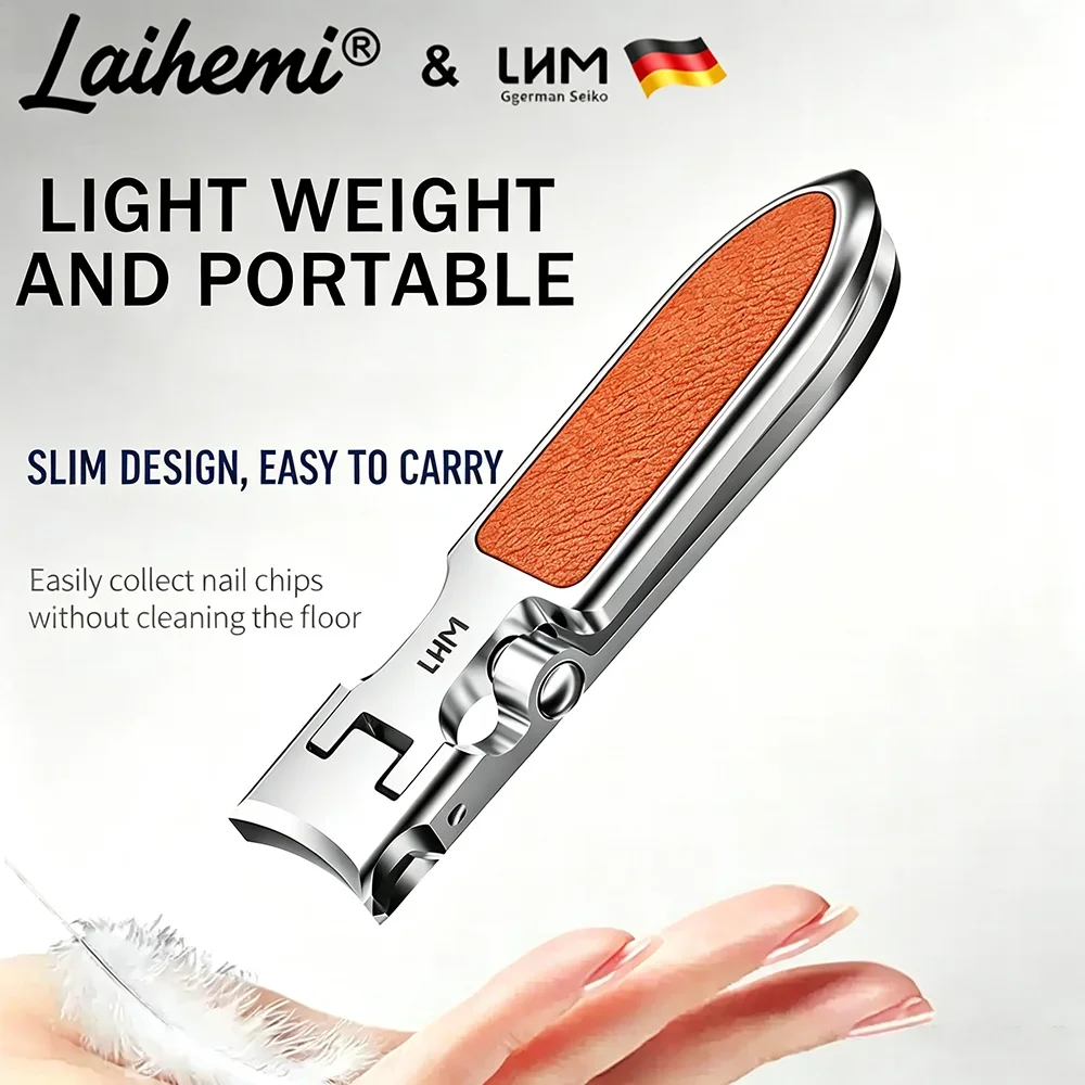 Wide Jaw Precision Nail Clipper Set, Sharp Stainless Steel Blades, Splash-Proof Design, Portable Slim Manicure Kit with Nail Fil