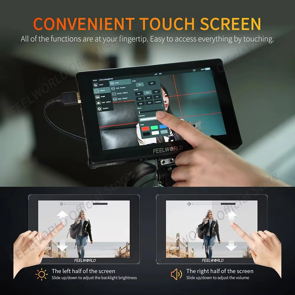 FEELWORLD F7 PLUS 7-Inch DSLR Camera Field Monitor Touch Screen 4K HDMI High Brightness 1200nit