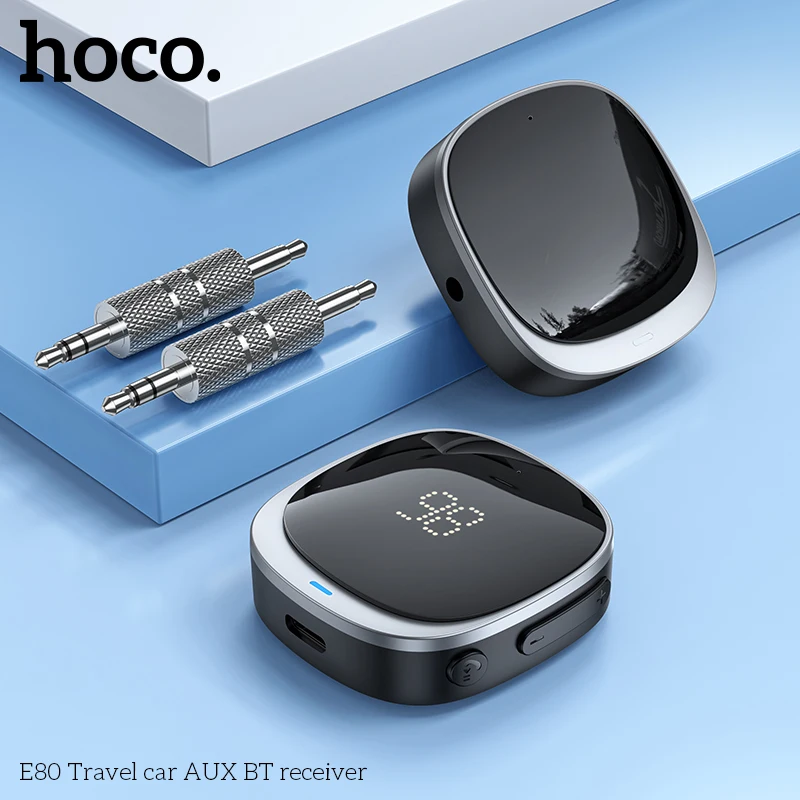 HOCO E80 AUX Car Bluetooth Receiver 3.5mm Socket 5.0 Wireless Bluetooth Adapter Audio Converter Mobile Phone Hands-Free Stereo - Image 5