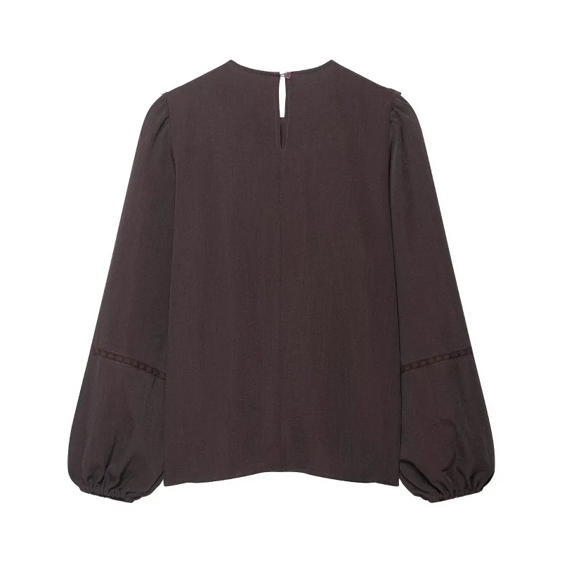 ZEMOREXMZ Elegante Bluse Top Mode Blume Stickerei Blusen Für Frau Rüschen Langarm frauen Bluse Neue Solide Shirts