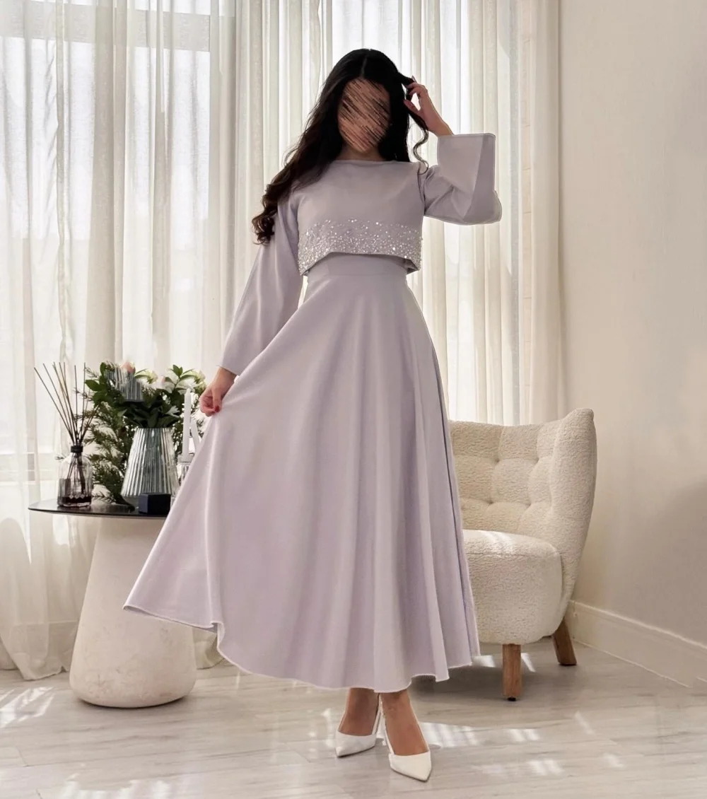 

Customized Jersey Beading O-Neck A-line Midi Dresses Bespoke Occasion Homecoming Party Gown Simple Exquisite High Quality