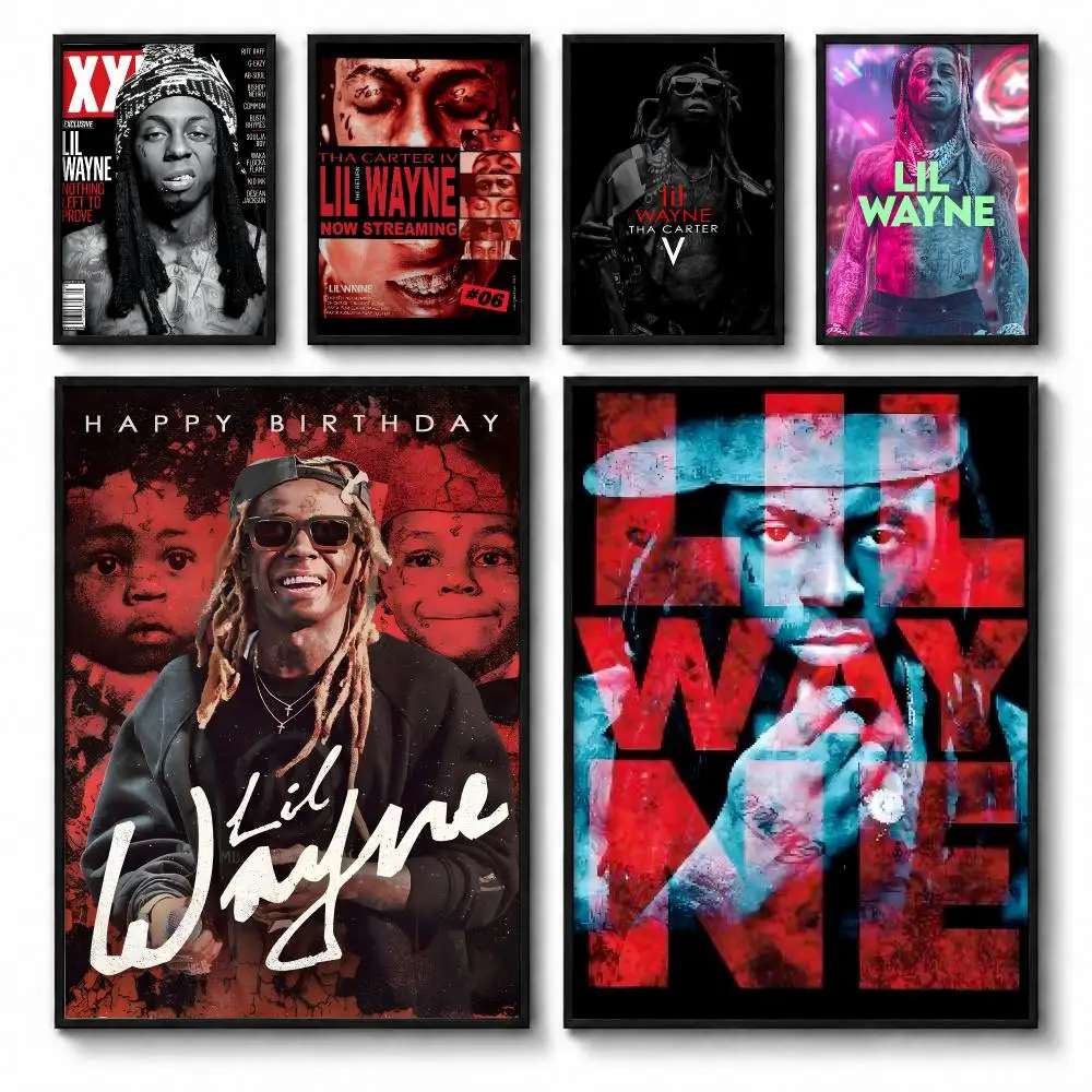 Rapper L-Lil Wayne Poster Self-adhesive Art Waterproof Paper Sticker Coffee House Bar Room Wall Decor
