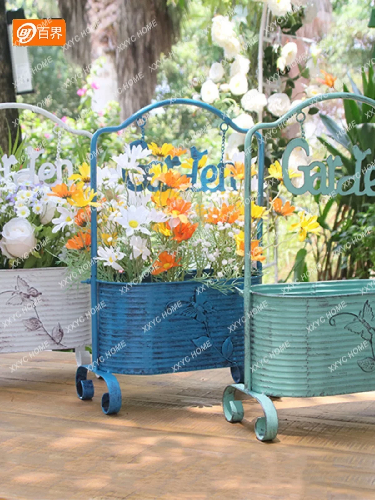 الإبداعية الرجعية شرفة فناء الحديد المطاوع رف أحواض زهور ديكور غرفة المعيشة في الهواء الطلق ، حديقة الفراشة الديكور #4