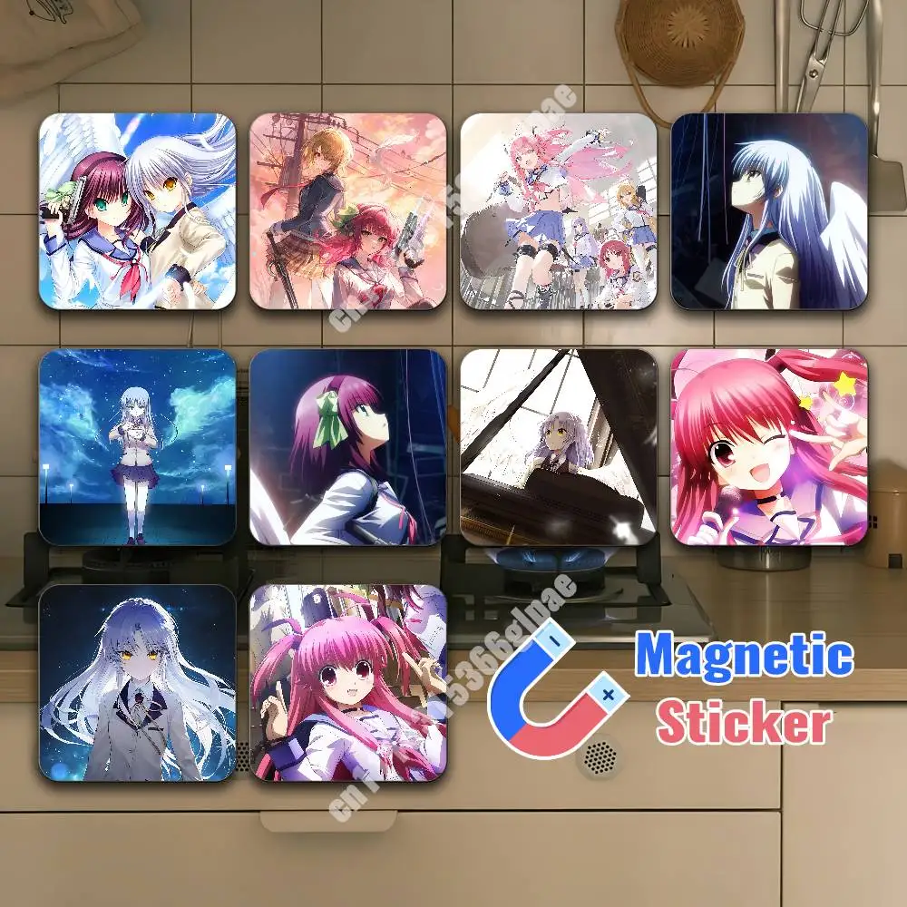 Key Anime Angel Beats Kanade Yuri Yui Magnetic Sticker Reflective Fridge Decal for Metal Surfaces Magnet Sign
