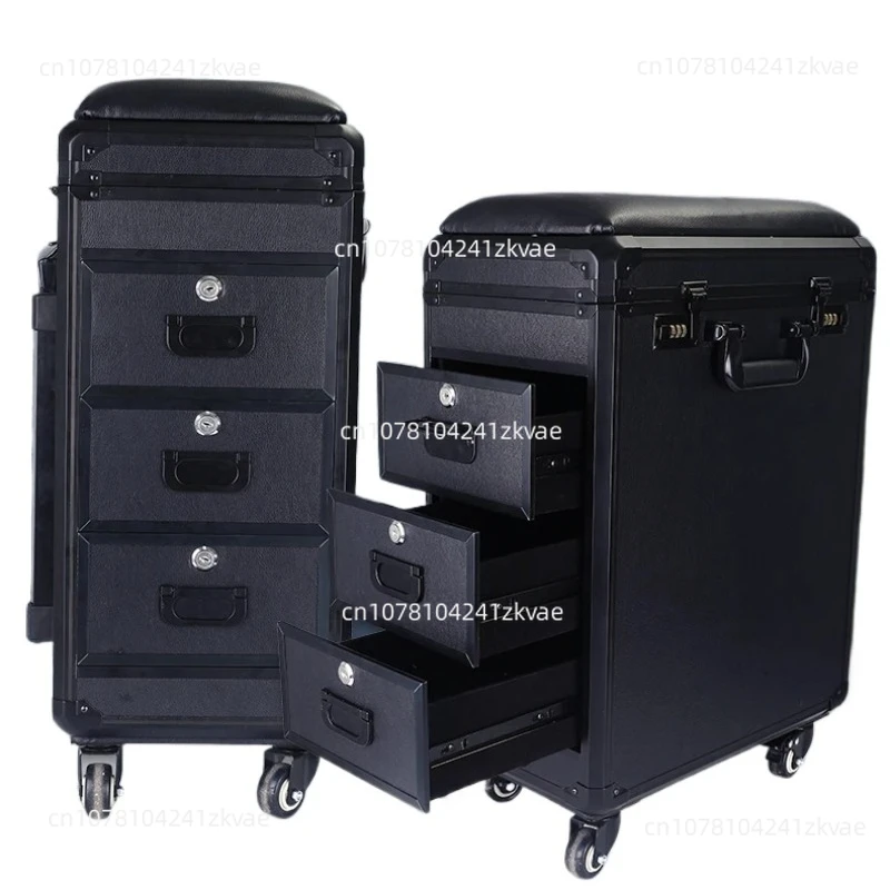 For High-Capacity Draw-Bar Box Dual Purpose Able Arm Bracket Portable Suitcase Tattoo Trolley Bag Artist Tools Storage CAS