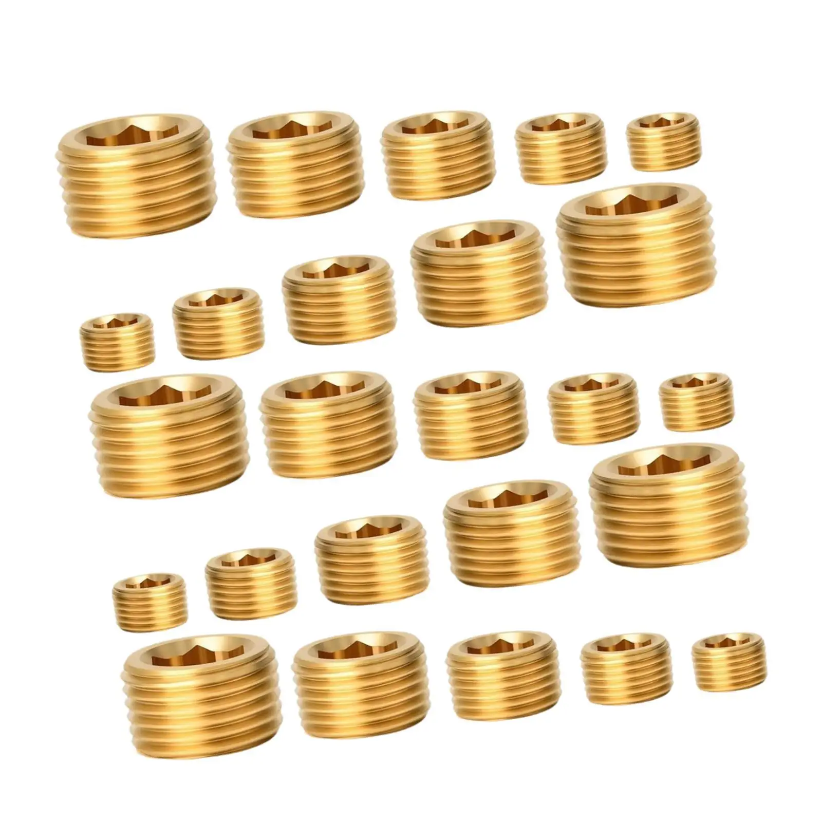 

Набор из 25 латунных заглушек NPT, набор заглушек для труб, предотвращает утечку воды, внутренние шестиугольные розетки для промышленного масляного бака
