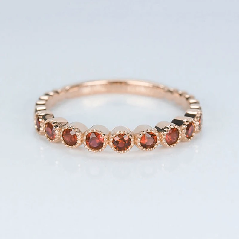 Original new group inlaid ruby rose gold ladies single row ring opening elegant unique charm light luxury silver jewelry