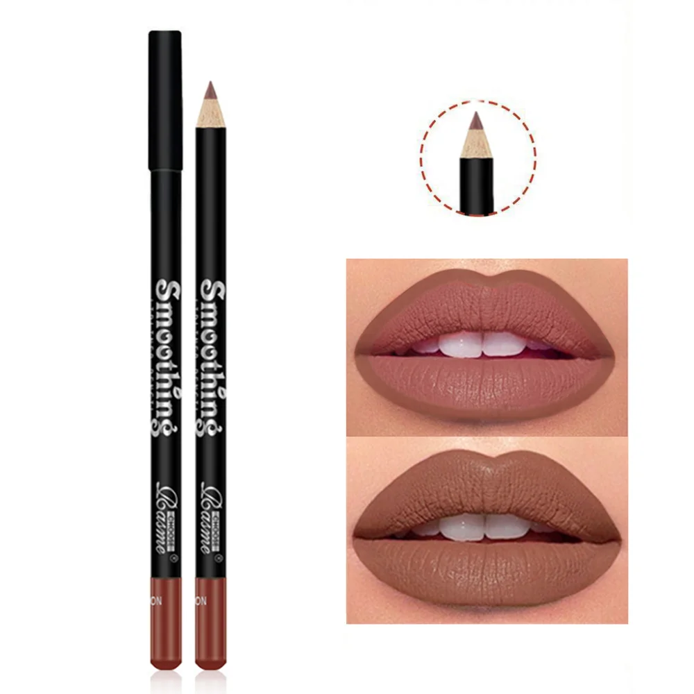 مقاوم للماء ماتي قلم تحديد الشفاه الأحمر كونتور تينت أحمر الشفاه طويلة الأمد غير عصا كوب ترطيب الشفاه ماكياج 12 ألوان