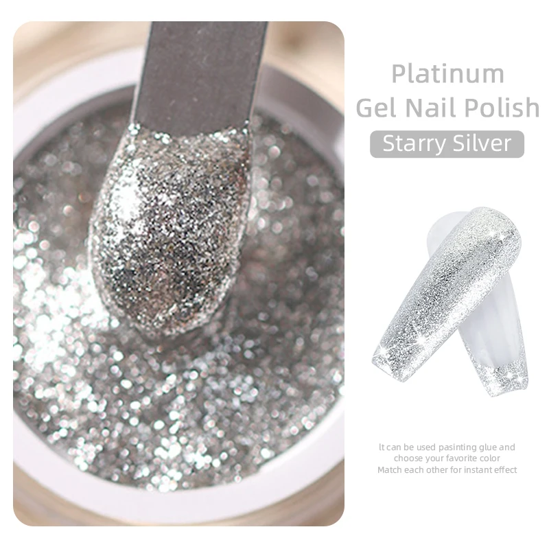 New Glitter Gel Polish Shiny Platinum Nail Gel 5ml Nail Art Flashing Soak Off UV Semi Permanent Hybrid Vernis Varnish Lacquer