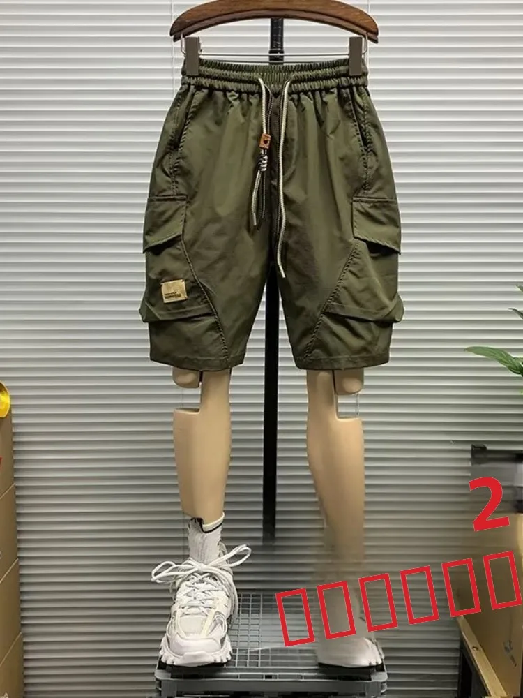 

Summer American Sle Casual Workwear orts Loose Straight Leg Men's plus Size Comfortable Five-Quarter Wide Leg Sports Mid-...