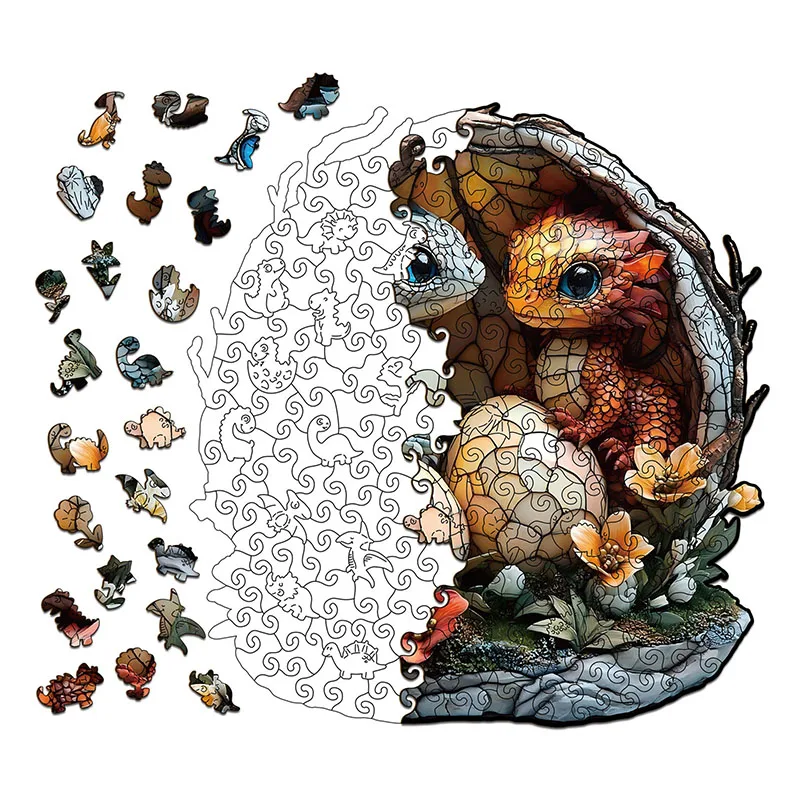 

220 шт. деревянный пазл с динозавром, головоломка неправильной формы, игра для снятия стресса, подарки на день рождения, Рождество, забавные развивающие игрушки
