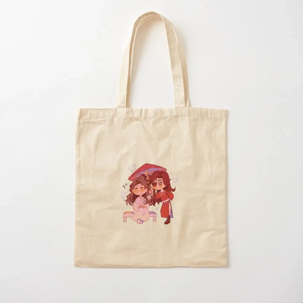 

sleeping xie lian and hua cheng giving his umbrella Tote Bag custom tote bag shopping bags foldable Canvas shoulder bag