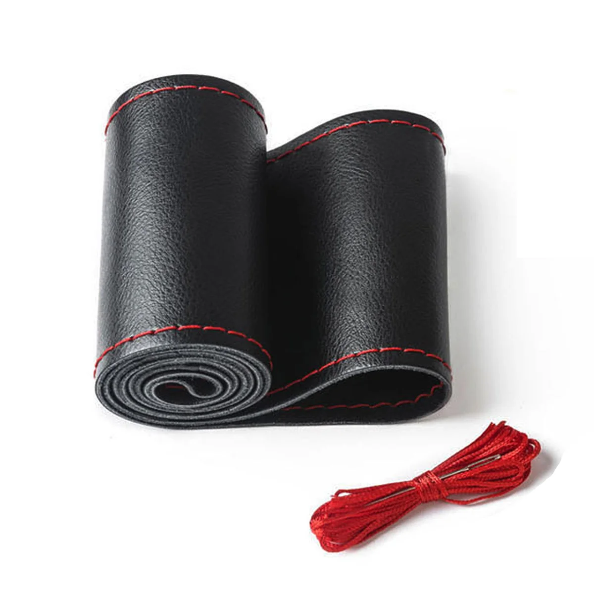 

Universal Car DIY Steering Wheel Cover Leather Stiching Wrap with Thread 38cm