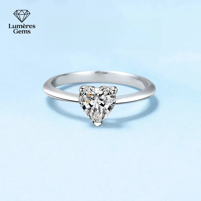Женское романтическое сердце PT950 платиновое кольцо с муассанитом и бриллиантом VVS D Цвет 0,5/1/2 карата обручальное кольцо подарок на день рождения ювелирные изделия