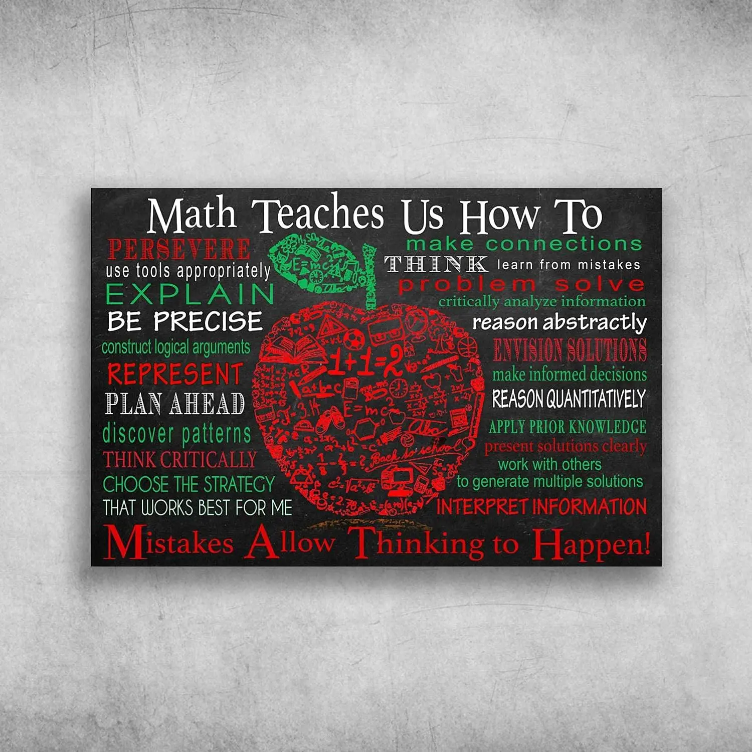 Metal Tin Signs Inspirational Poster To My Grandson Math Teacher Us How To Make Connections Red Apple Prints Wall Art Bedro sign