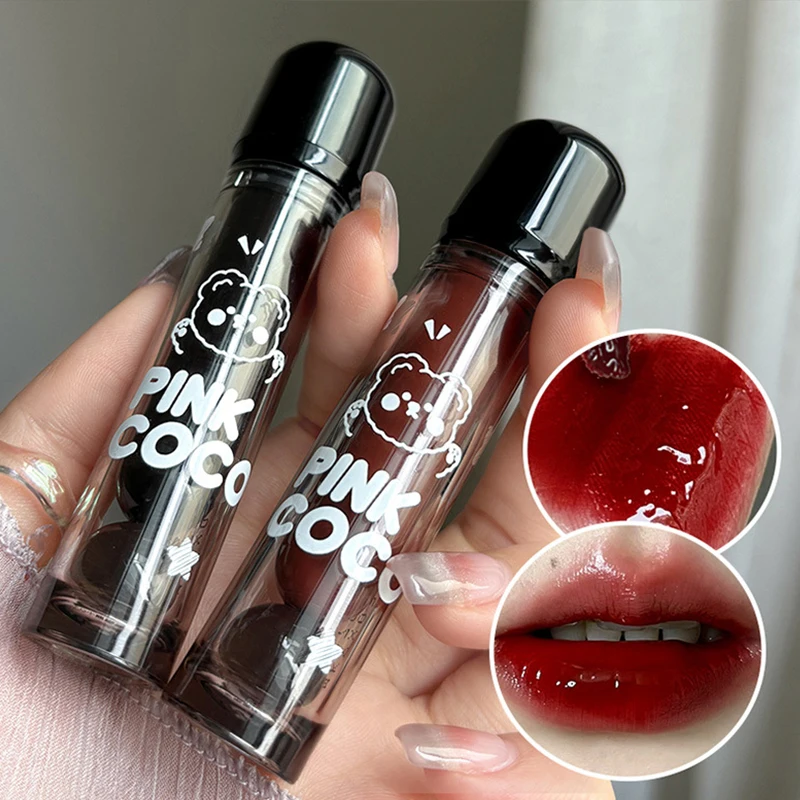 Mirror Lip Gloss Black Mirror Glass Water Light Clear  Non Stick Liquid Lipstick Nude Lip Tint Makeup Cosmetics