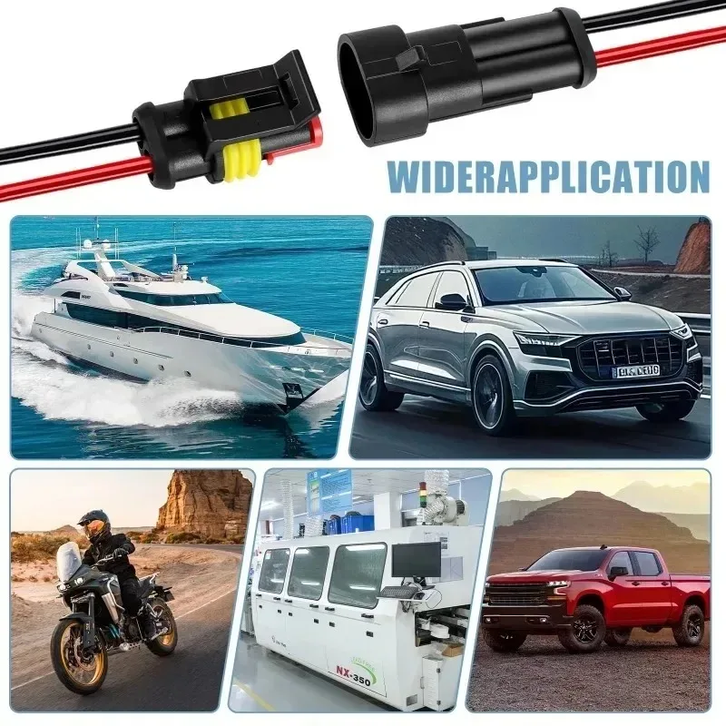 Electrical Connectors Terminals Assortment Waterproof Automotive Male Female Plug 2-Pin Way with Wire for Car Motorcycle Scooter