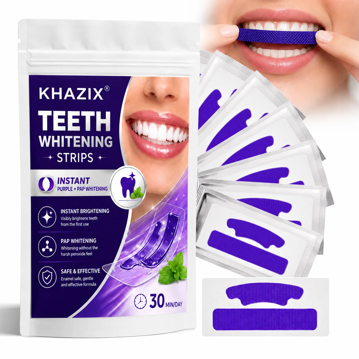 5 pairs Teeth Whitening Strips for Whiter-Looking Smile, Flexible Tooth Strips Easy to Apply for Daily Cosmetic Care
