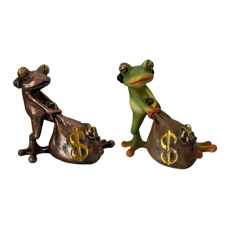 Lucky Frogs Money Bag Resin Statue Home Decors Reichtum Symbol Handcrafted Ornament 3XUF – Detail 1