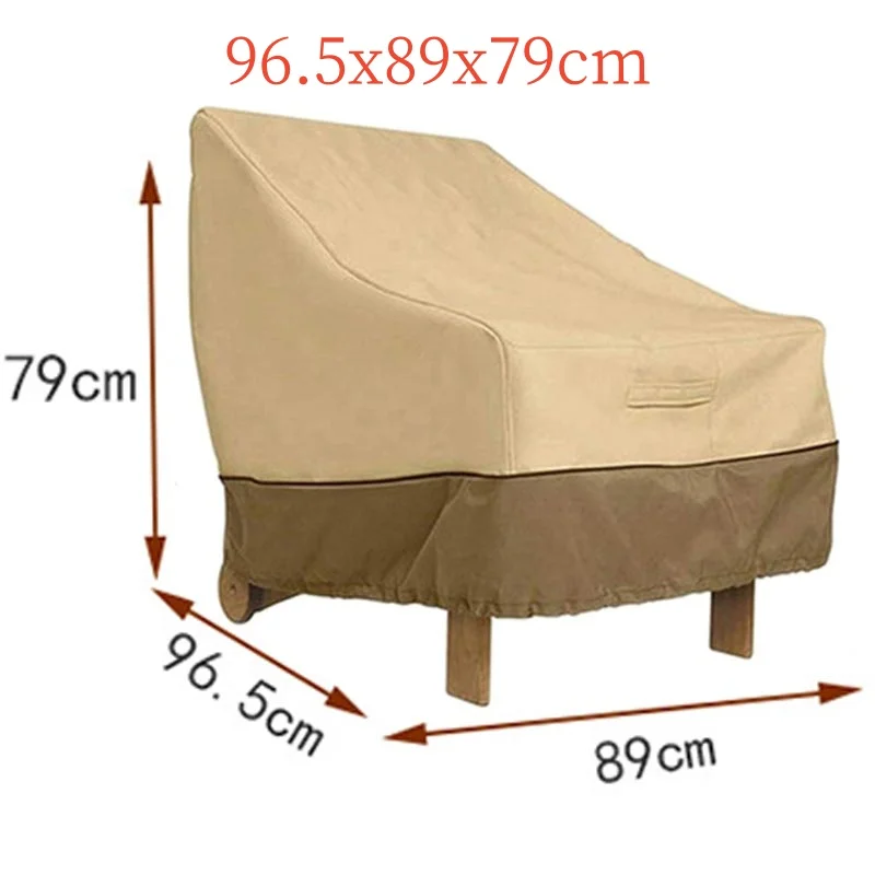 210D Outdoor Sofa Chair Cover,Single Person Rice Coffee Color Matching Outdoor Sofa Cover,Garden Sun Protection Furniture Cover