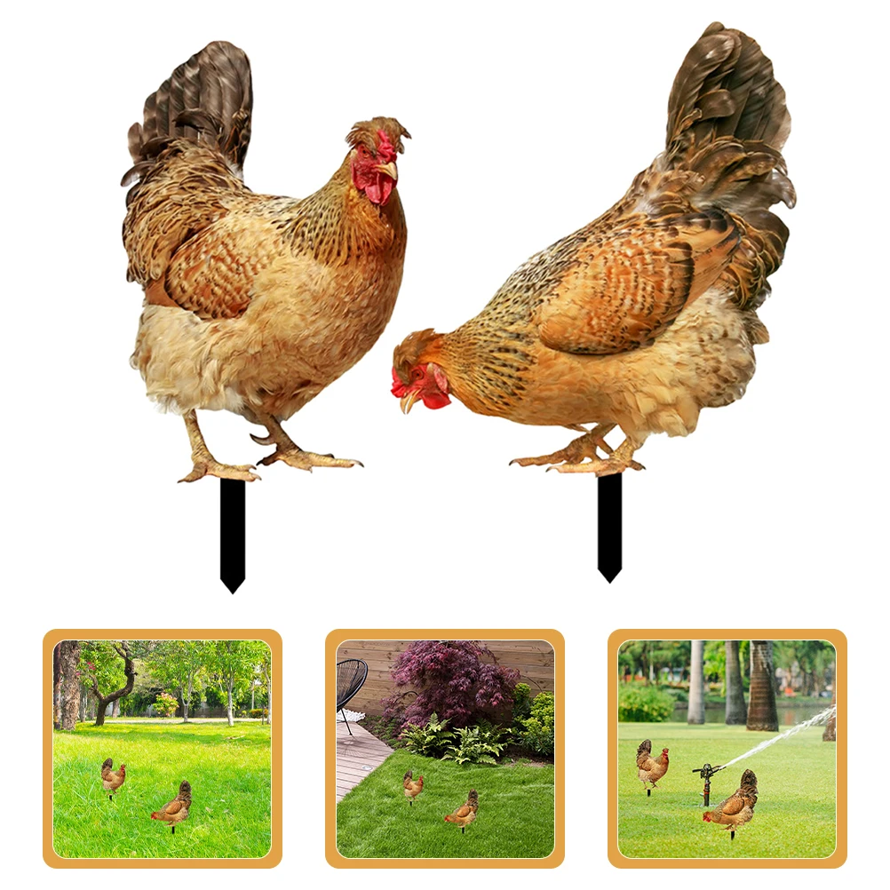 

Chicken Garden Decoration Inserts Yard Sign Stakes Decorations Decorative Acrylic Lawn