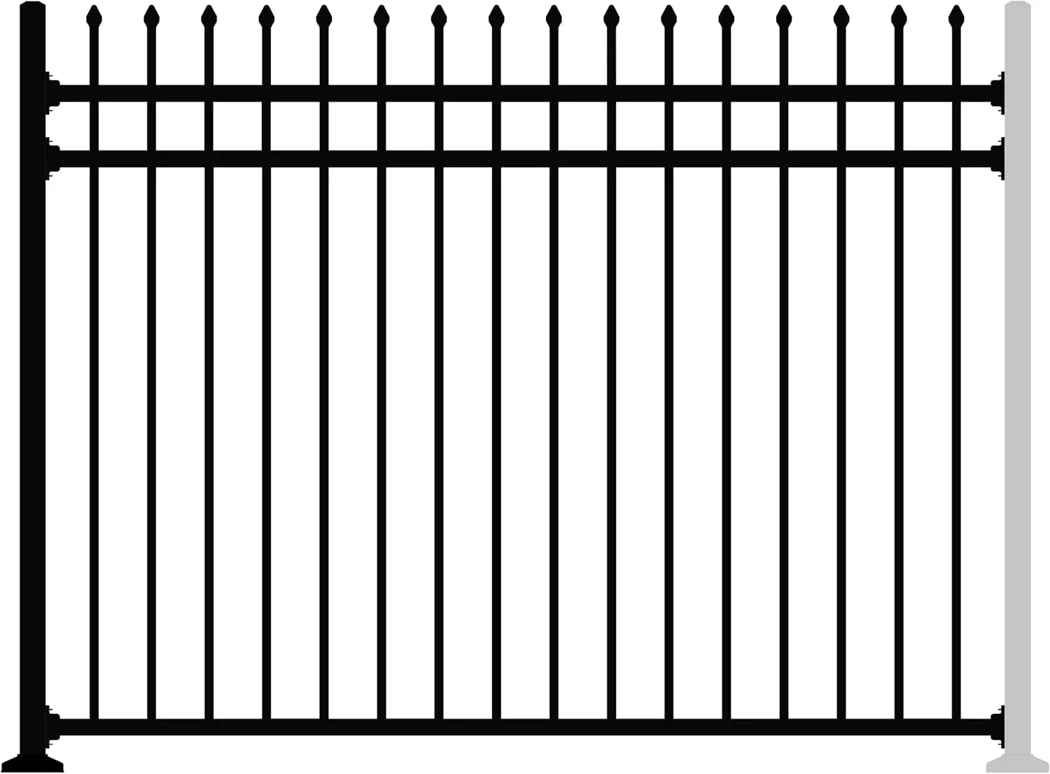 ® Black Steel Anti-Rust Fence Panel - Sharp End Pickets - 6.5Ft W X 5Ft H - Easy Installation - For Residential, Outdoor, Yard,