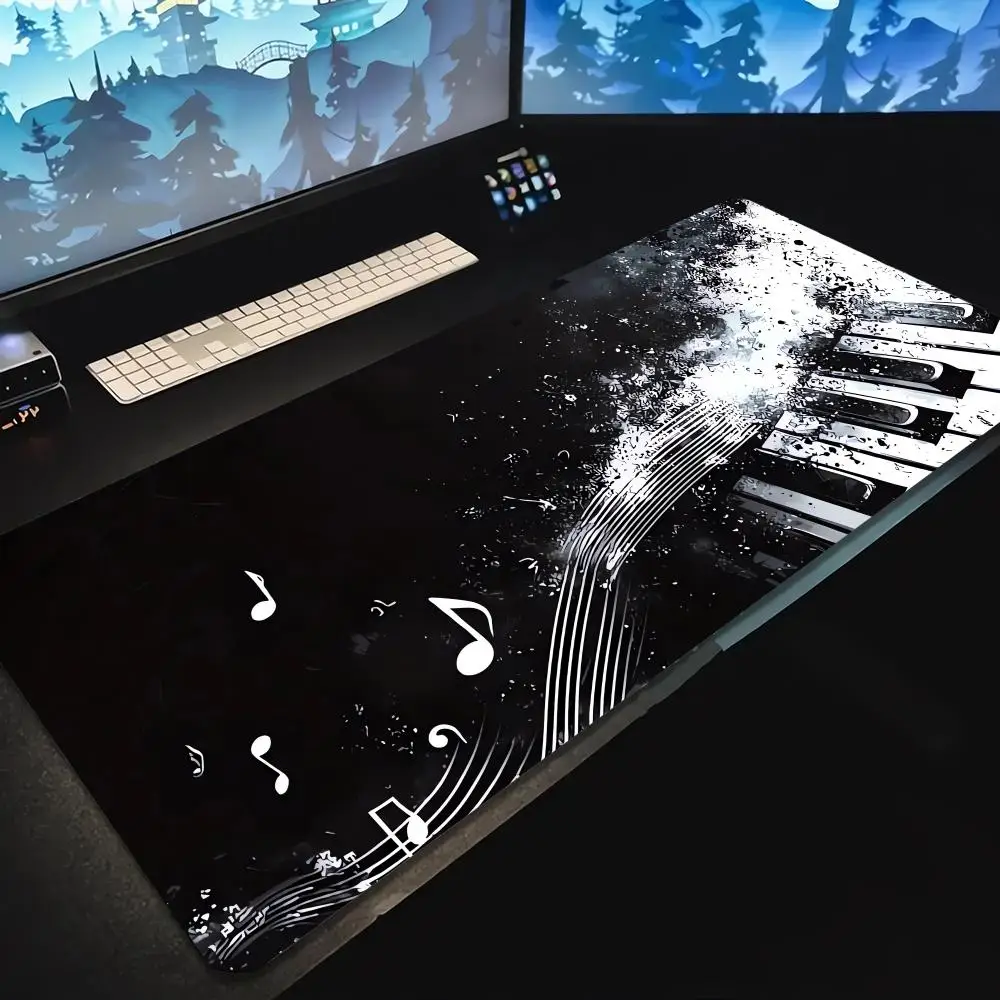 

Коврик для мыши с музыкальными символами и дизайном пианино, большой, для компьютера и офиса, резиновый, противоскользящий, игровой, для клавиатуры и мыши, длинный настольный коврик