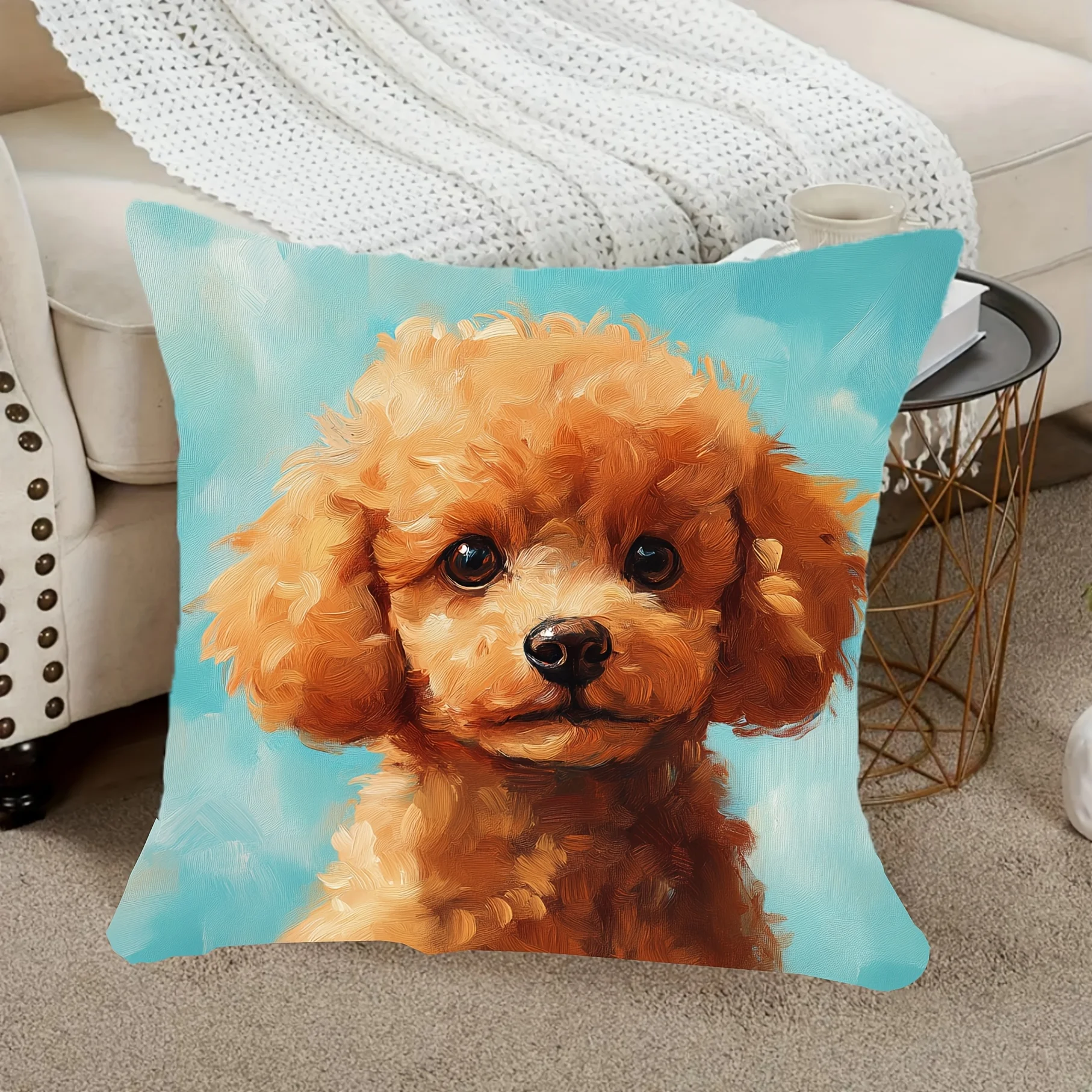 Golden Doodle Puppy Portrait Pillow Cushion Decorative Throw Pillow Case Pet Dog Lover Gift