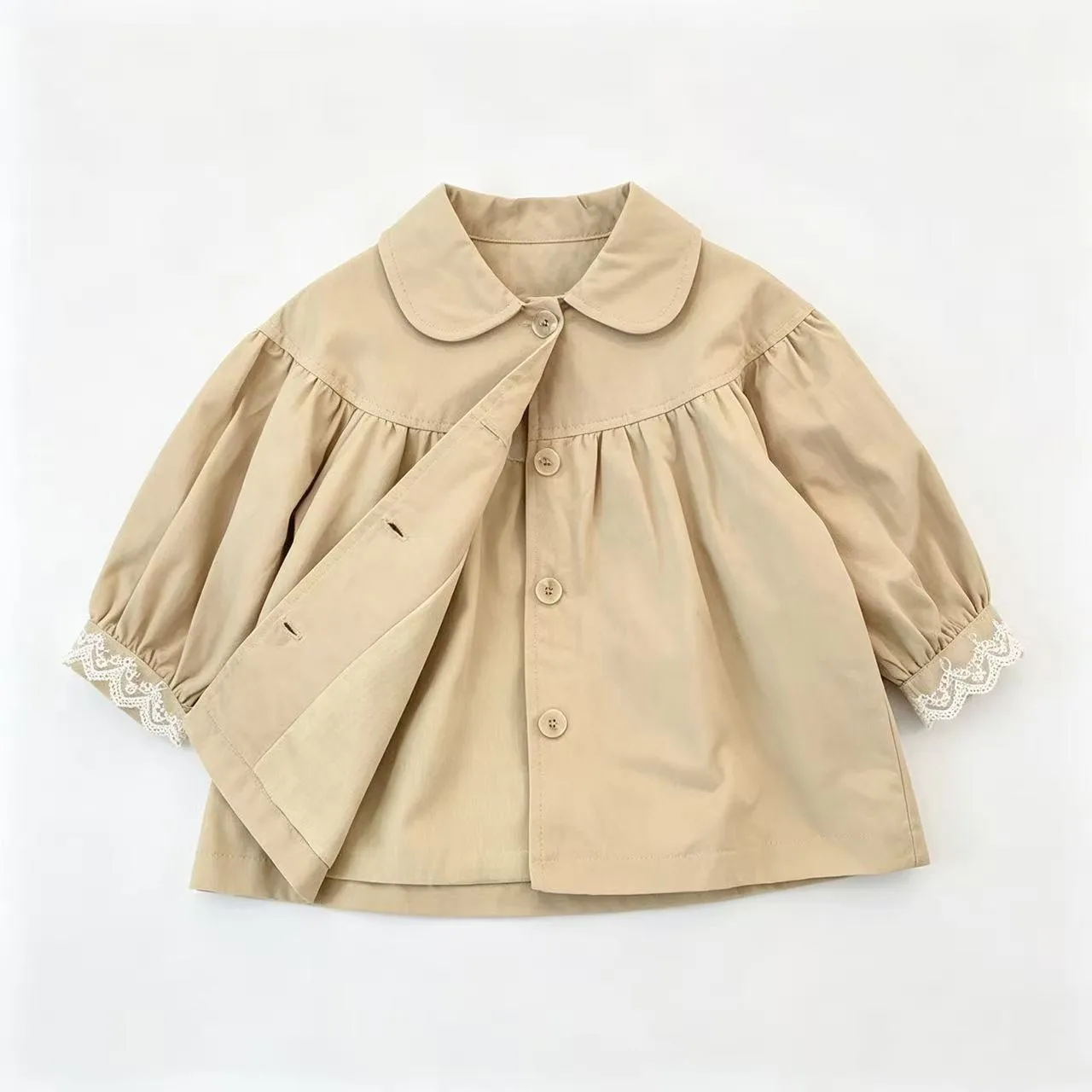 Girls Windbreaker Jacket Spring Autumn Fashion Kids Casual Trench Coat Trendy Children Outerwear 90-150CM