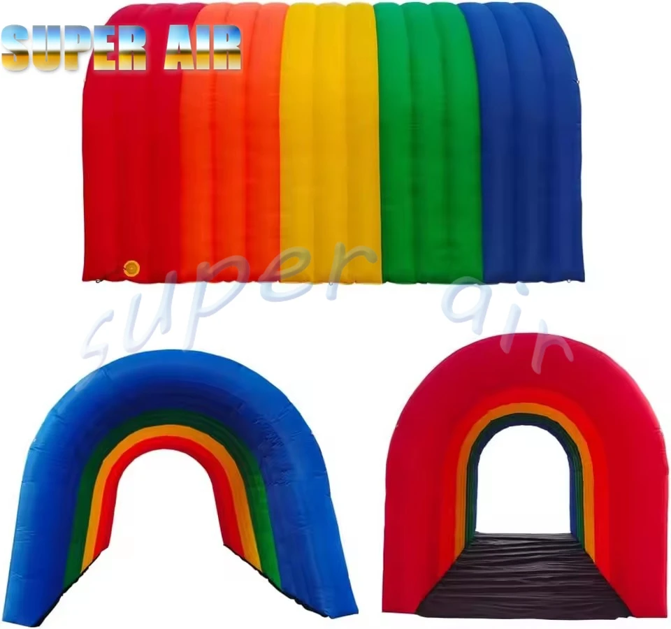 Hot sale outdoor colorful inflatable tunnel tent huge inflatable rainbow tent for event advertising