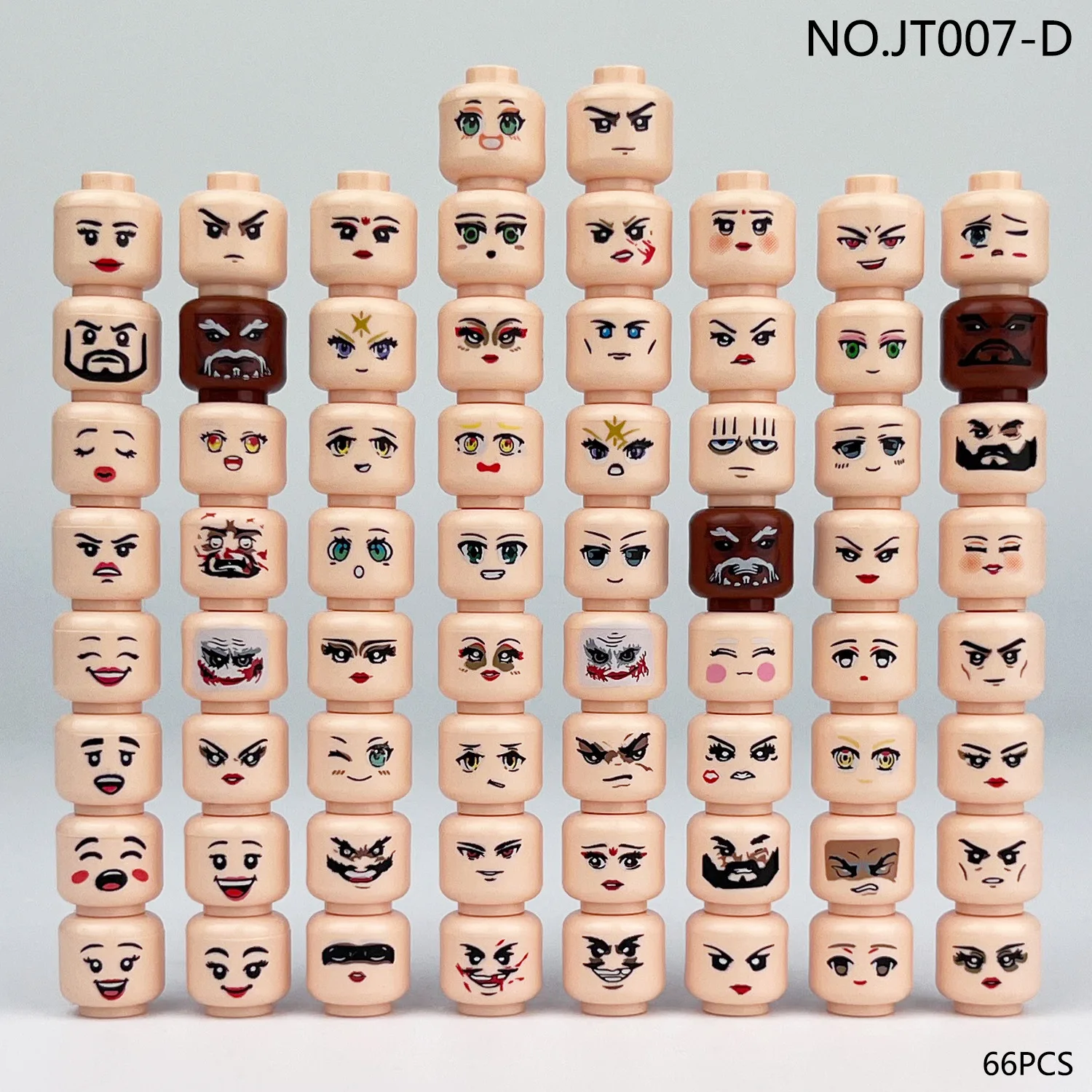 MOC Figures Accessories Head Building Blocks Soldier Injured Expression Doctor Zombie Hero Head Parts Mini Bricks Toys Kids Gift