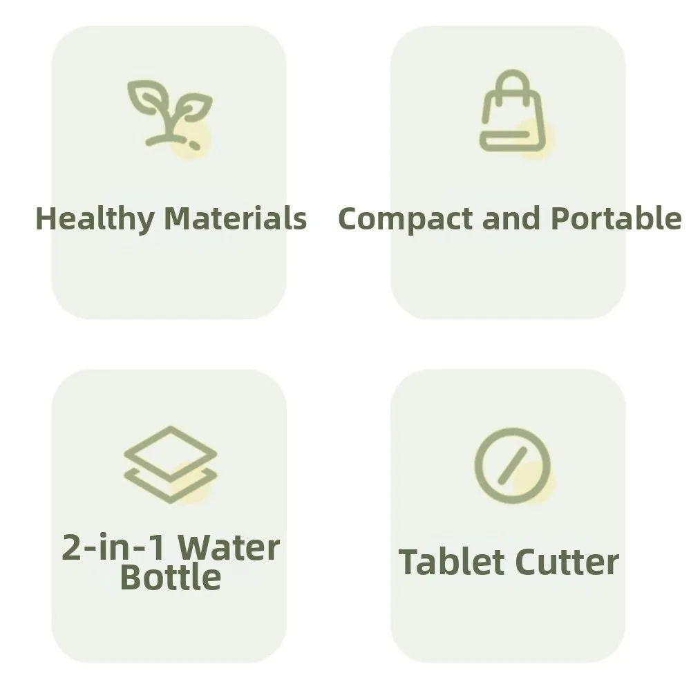 3 in 1 Portable Pill Cutter Sealed Precise Cutting Mini Medicine Box Dustproof with Foldable Cup Tablet Dispenser