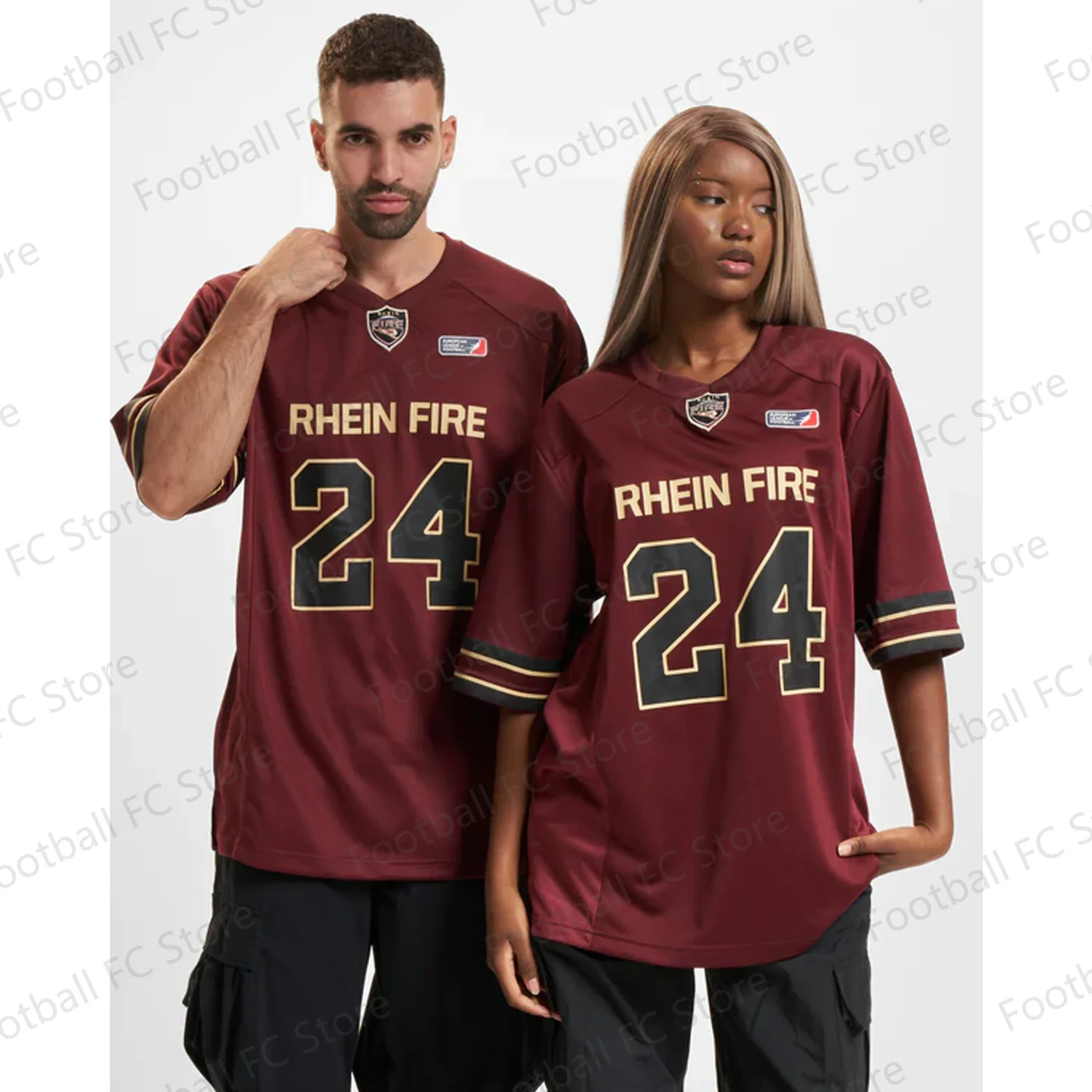 2024 New Arriavl Summer Rugly Jersey Rhein Fire Authentic Game Jersey Oversized Short Sleeve Tops