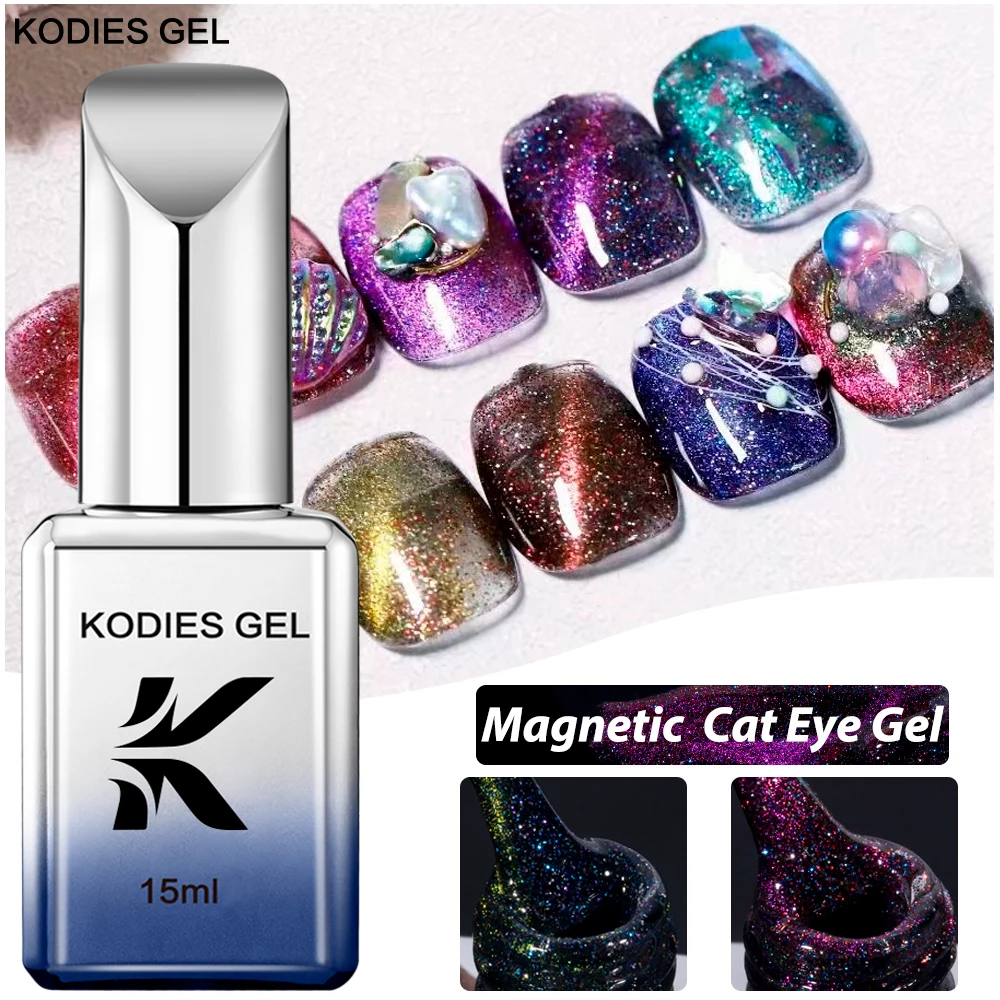 KODIES GEL Cat Eye Gel Polish 15ML LED Wave Polish Semi Permanent UV Cat Magnet Galaxy Shine Soak Off Manicure Nails Art Gellak