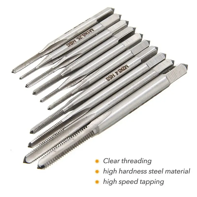 SDFC 10Pcs Micro-Taps Bit Small Hand Thread Taps M1-M3.5 HSS Mini Metric Plug Tap Tap Drill Tapping Tool