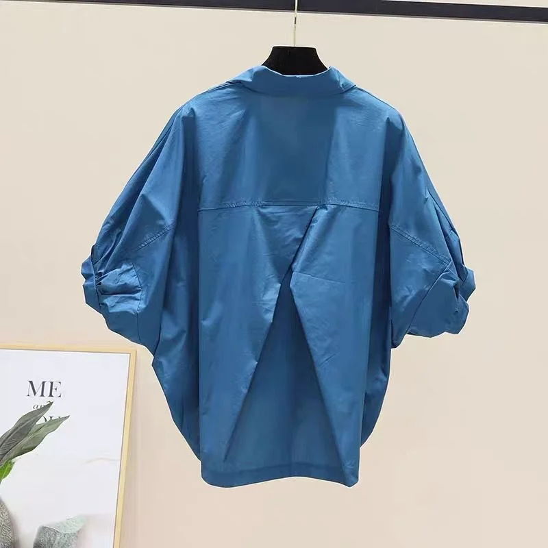 

Summer New Loose Casual Women's irt Batwing Sve Waist Cinched ort Sve Top Polyester Fiber Pure Color Faionable