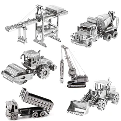 3D Metal Jigsaw Puzzle para Crianças, Veículo de Engenharia, Guindaste, Caminhão Basculante, Kits Modelo Bulldozer, DIY Montar Brinquedos, Presente