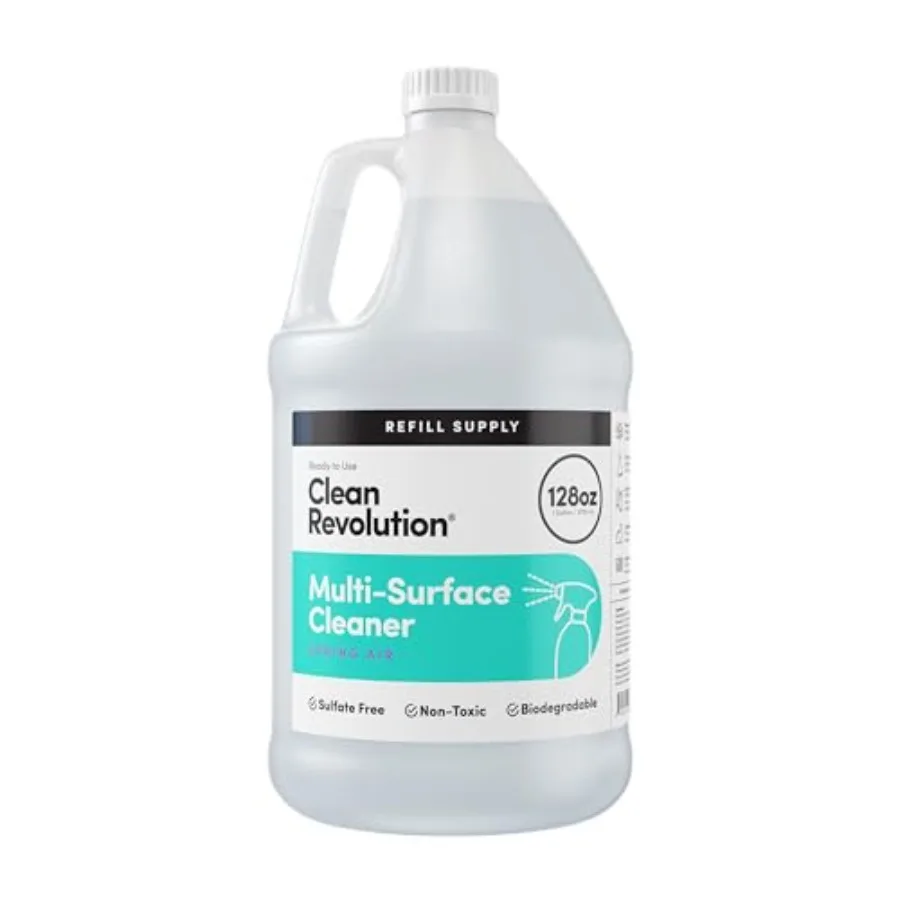 

Multi Surface Cleaner Refill Supply, Non-Toxic, Eco-Friendly and Plant-Based, Ready to Use, Spring Air, 128 Fl Oz Pack of 4