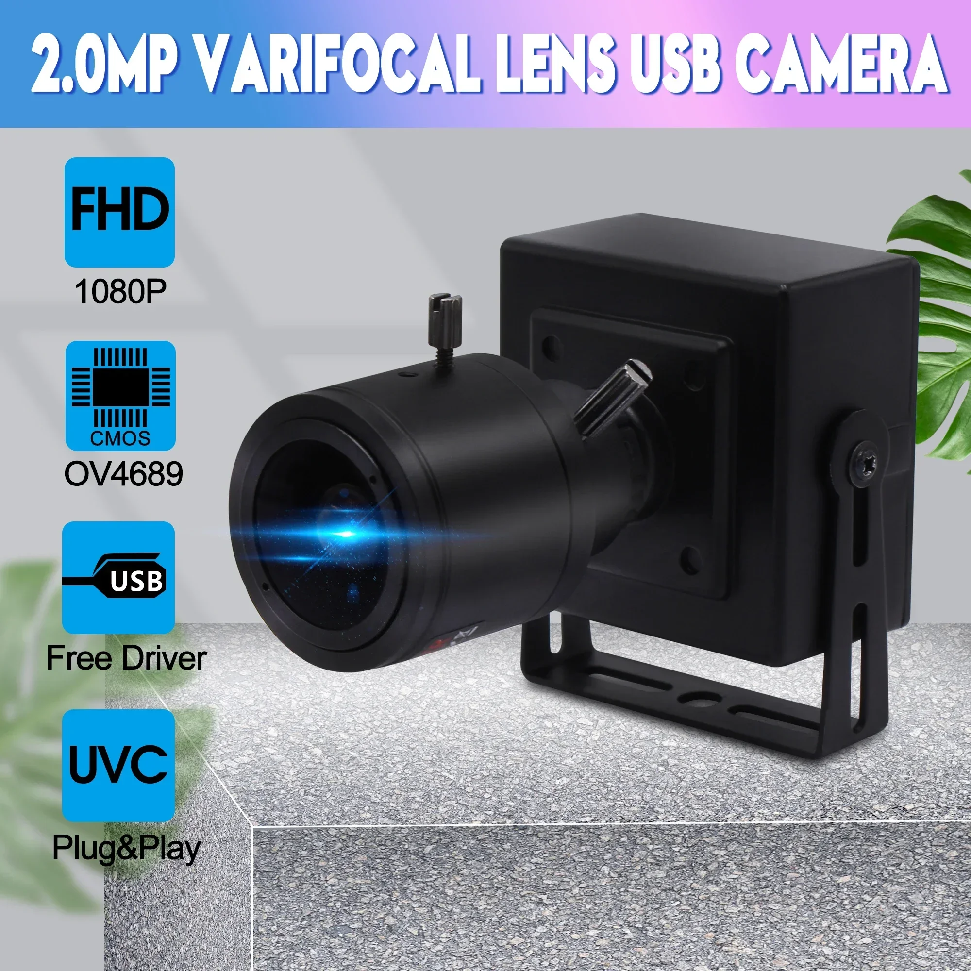 2026 ELP 1080P 60fps PC Webcam 260fps Zoom 4x CMOS OV4689 Color PC HD Mini USB Digital Video Camera With 2.8-12mm Varifocal Lens