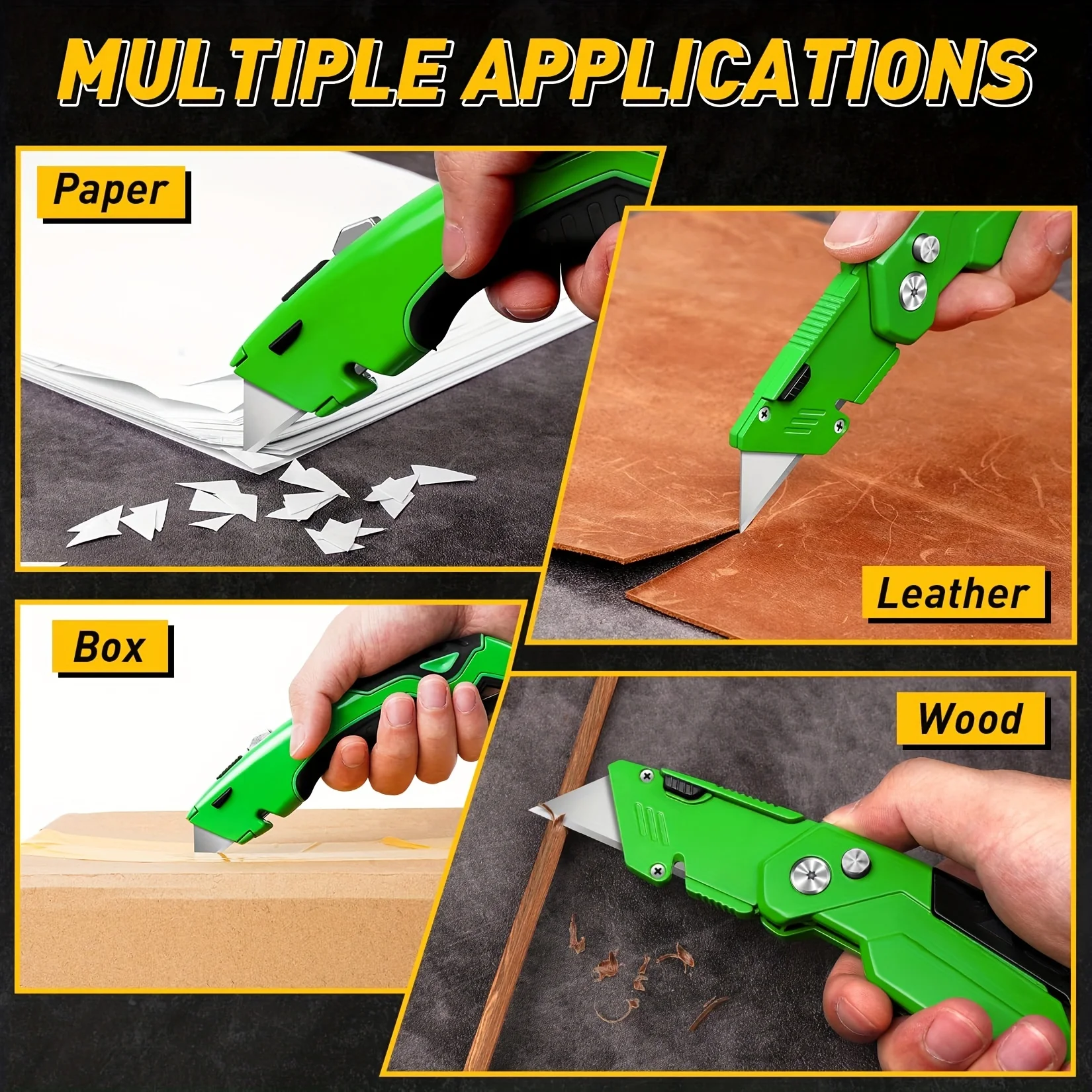 Coltello multiuso da 1 confezione, coltello multiuso retrattile e pieghevole, Design di stoccaggio della lama, taglierine per cartone, cartoni