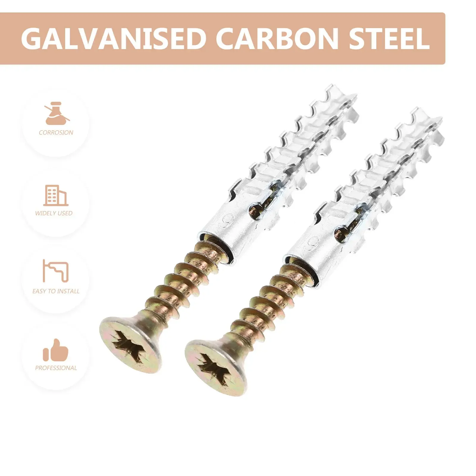yes40Sets Heavy Duty Steel Drywall Anchors and Screws Kit Spiral Thread Expansion Wall Anchors for Plaster Concrete Hollow Wood