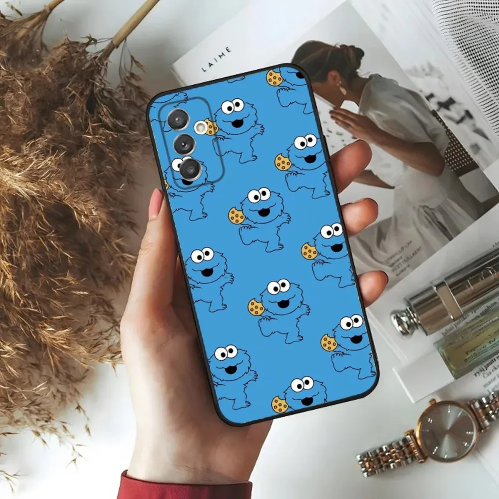 Funny Cookie M-Monster Phone Case For Samsung S24,23,22,30,21,10,9,Ultra,Plus,Lite,FE,5G Black Soft Case