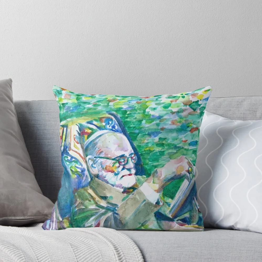 

SIGMUND FREUD reading - watercolor portrait Throw Pillow Decorative Cushions For Luxury Sofa Decorative pillowcase pillow