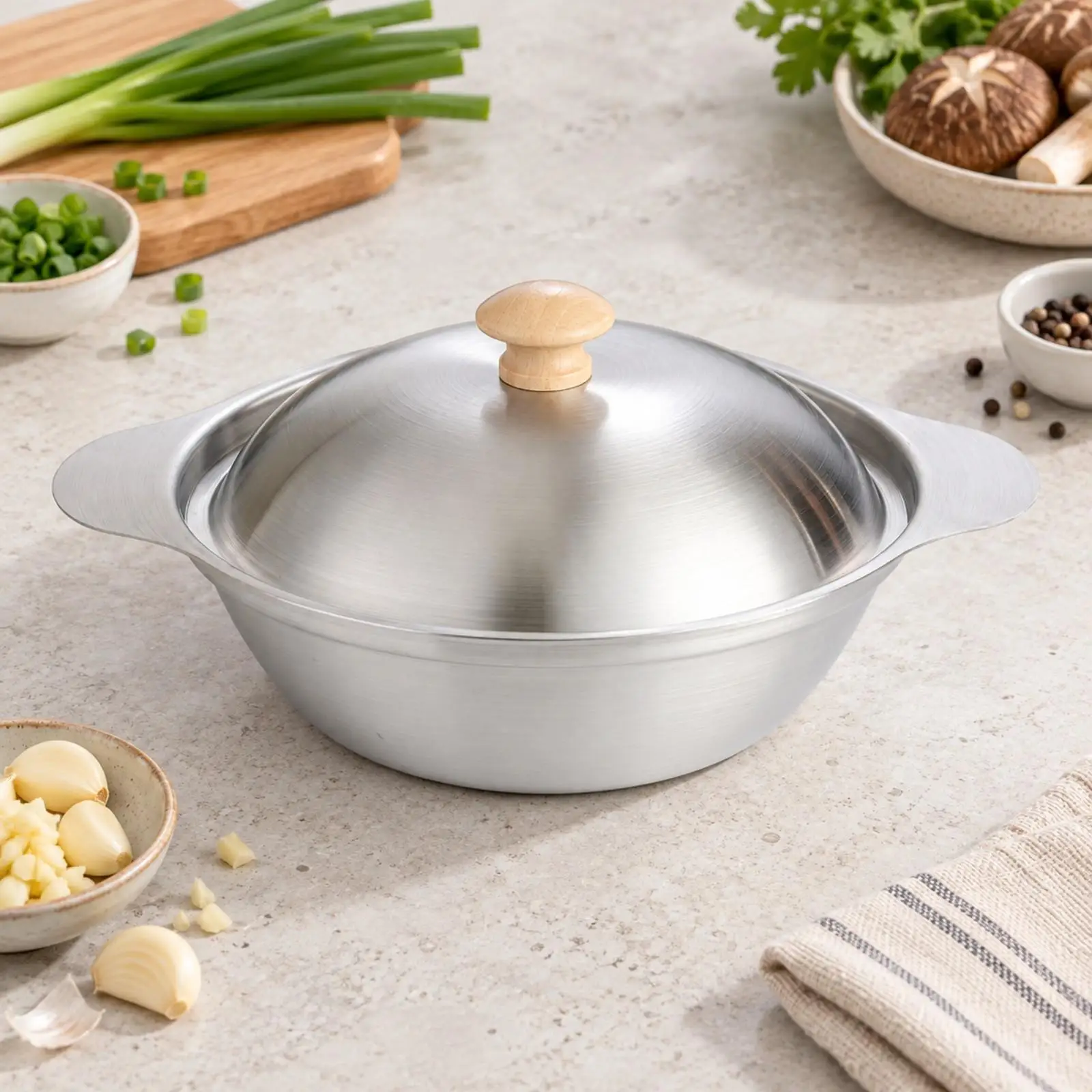 Rice Cook Pan Korean Stainless Steel Nonstick Stovetop Pot with Cover and Handles for Gas Electric Range